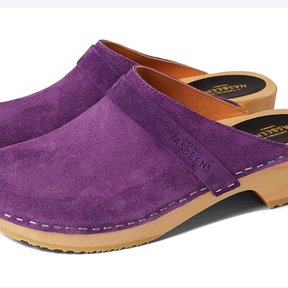 NEW Swedish Hasbeens Husband Clog 38 PURPLE SUEDE